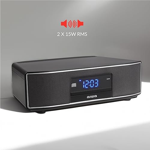 Miniatura 3 de AIWA Exos Home Speaker, sistema de sonido RMS de 30 W premium con reproductor de CD, conectividad Bluetooth, radio FM, entrada digital óptica,