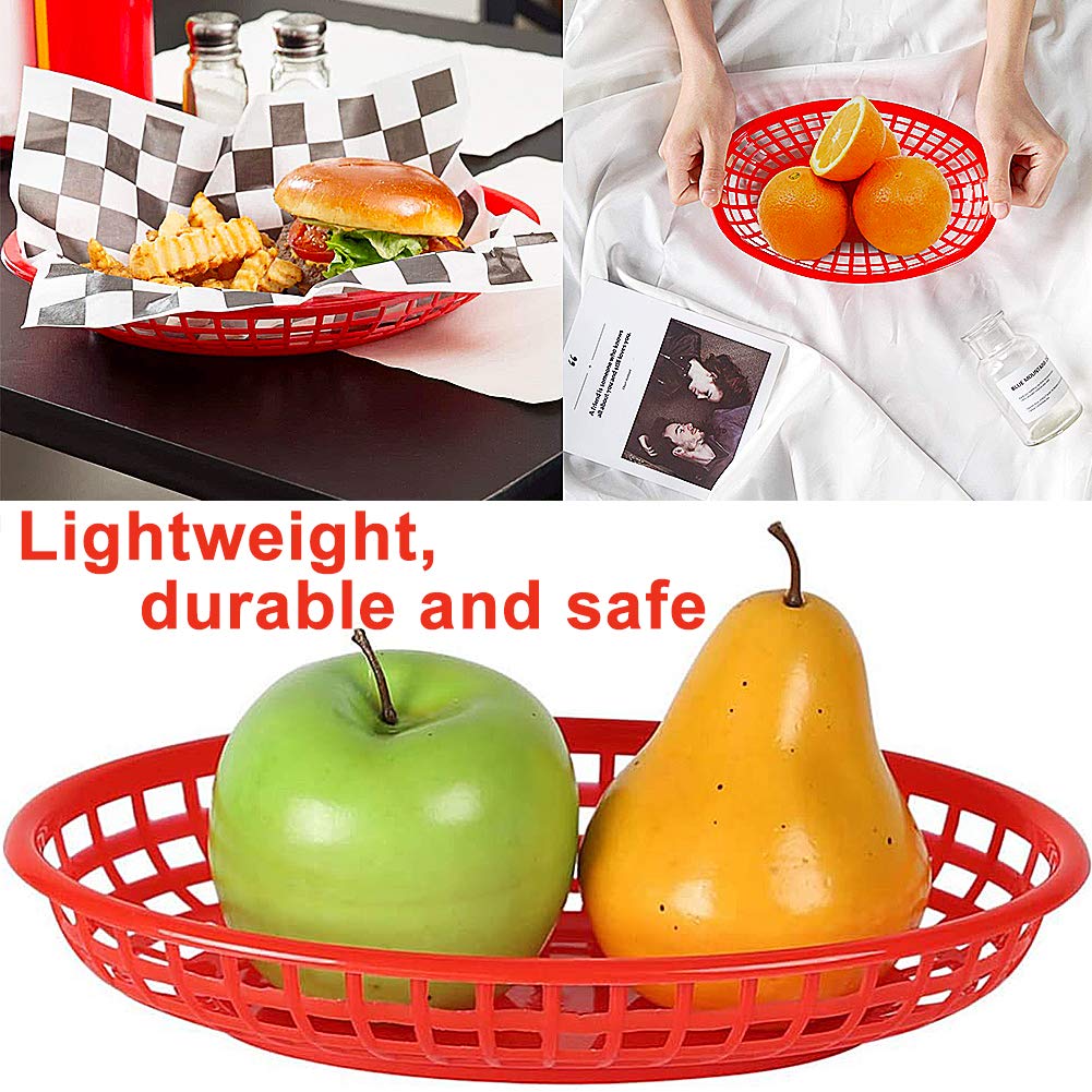 Invero 12 Cestini Ovali In Plastica Per Alimenti – Ideali Per Patatine, Hamburger, Panini, Picnic E BBQ, Bianco E Nero