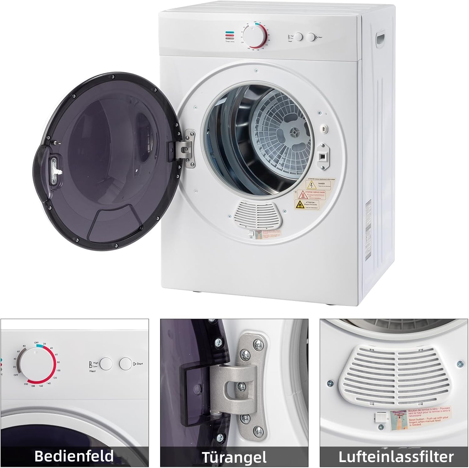 LEADZM Mini sèche-linge électrique 3 kg 40 l 1020 W 3 modes de séchage