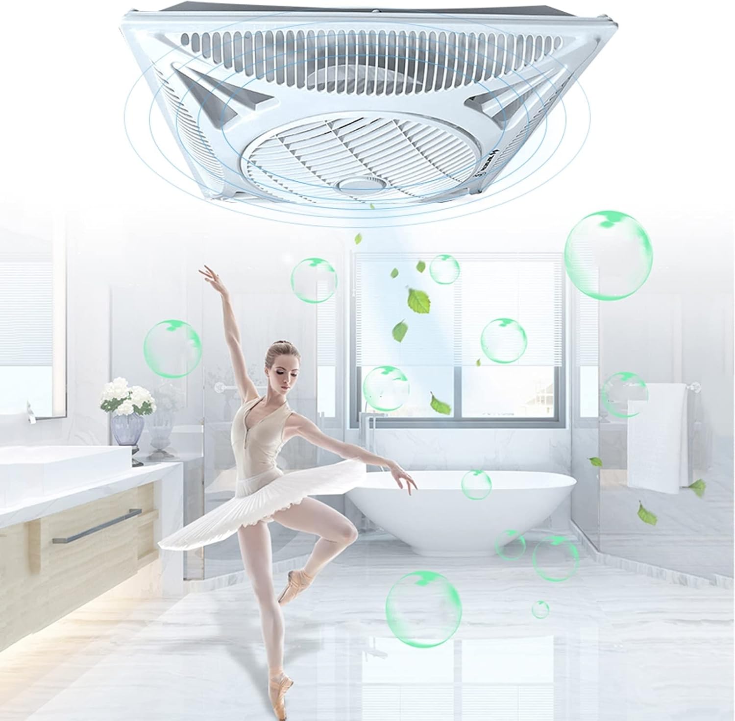 Ventilation Fan Integrated Ceiling Ventilation Fan 60×60CM Embedded Smart Remote Ventilation Fan Household/Commercial Ceiling Exhaust Fan, 3 Speed Settings, White ventilating Fan