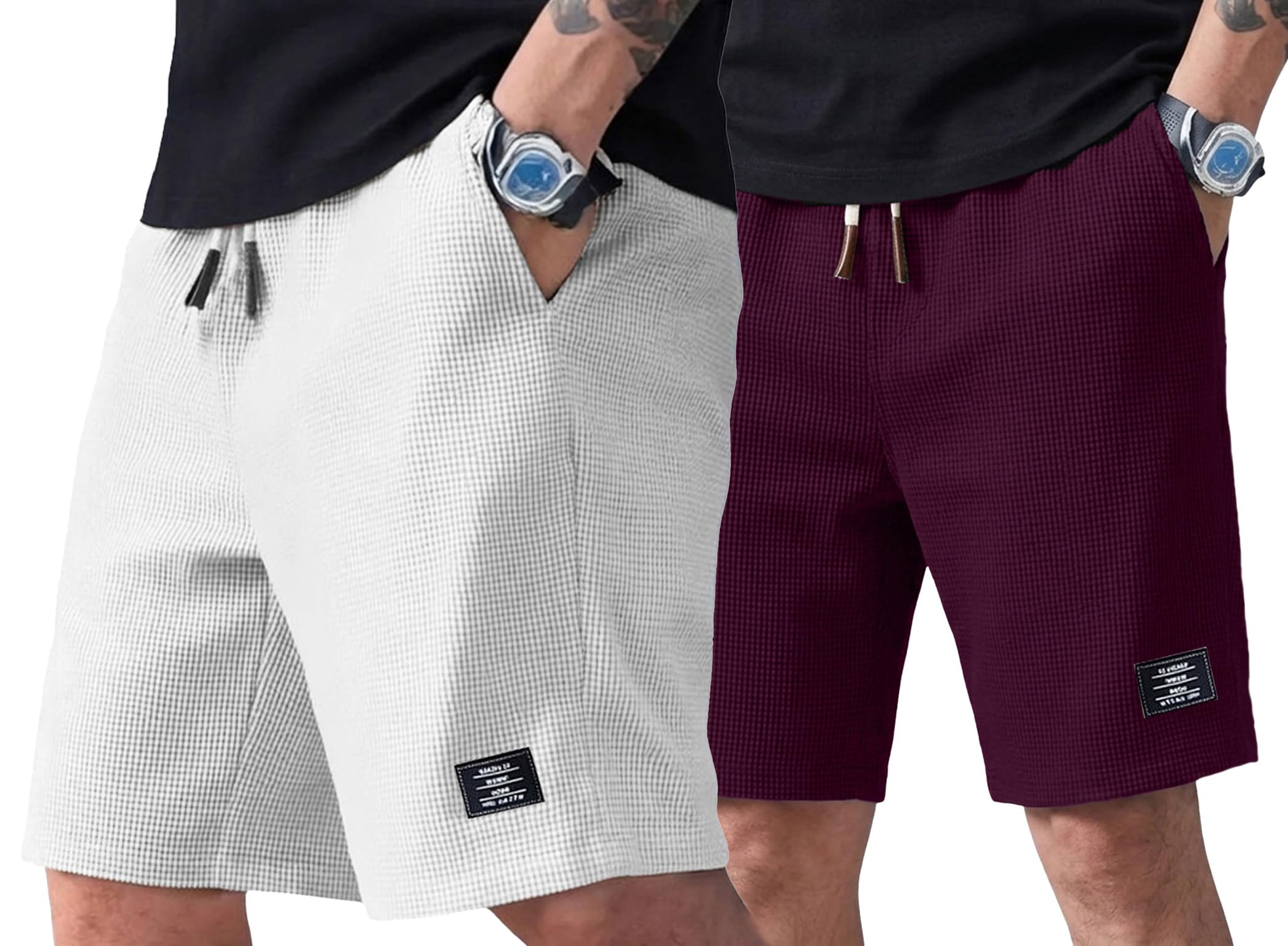 ausk Premium Waffle Cargo Shorts for Mens | Breathable Summerwear Shorts with Utility Pockets | Casual Stretch Shorts for Mens-picture-34