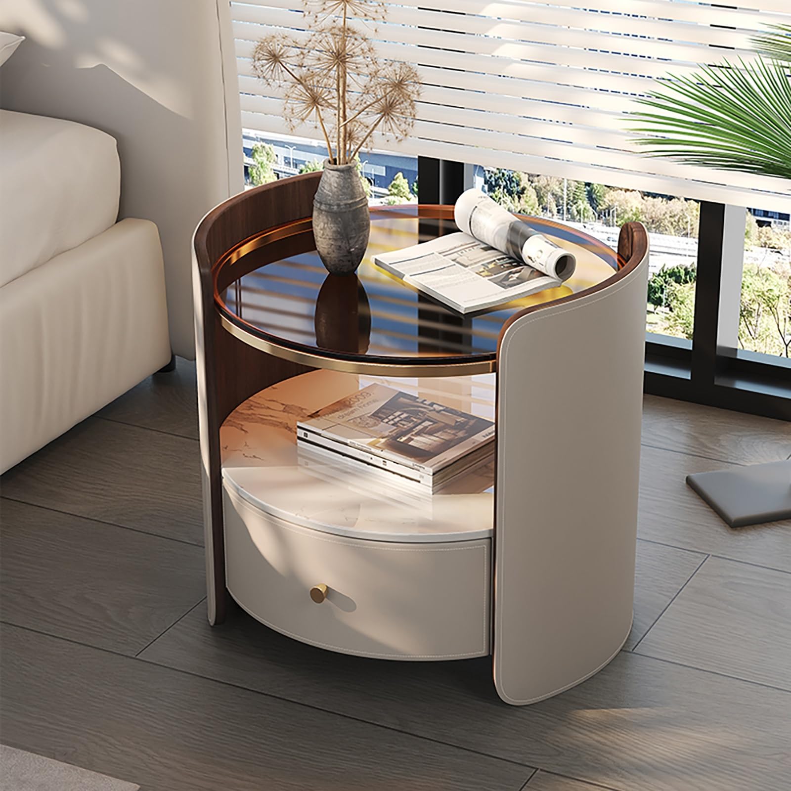 Table de chevet arrondie pour chambre à coucher moderne