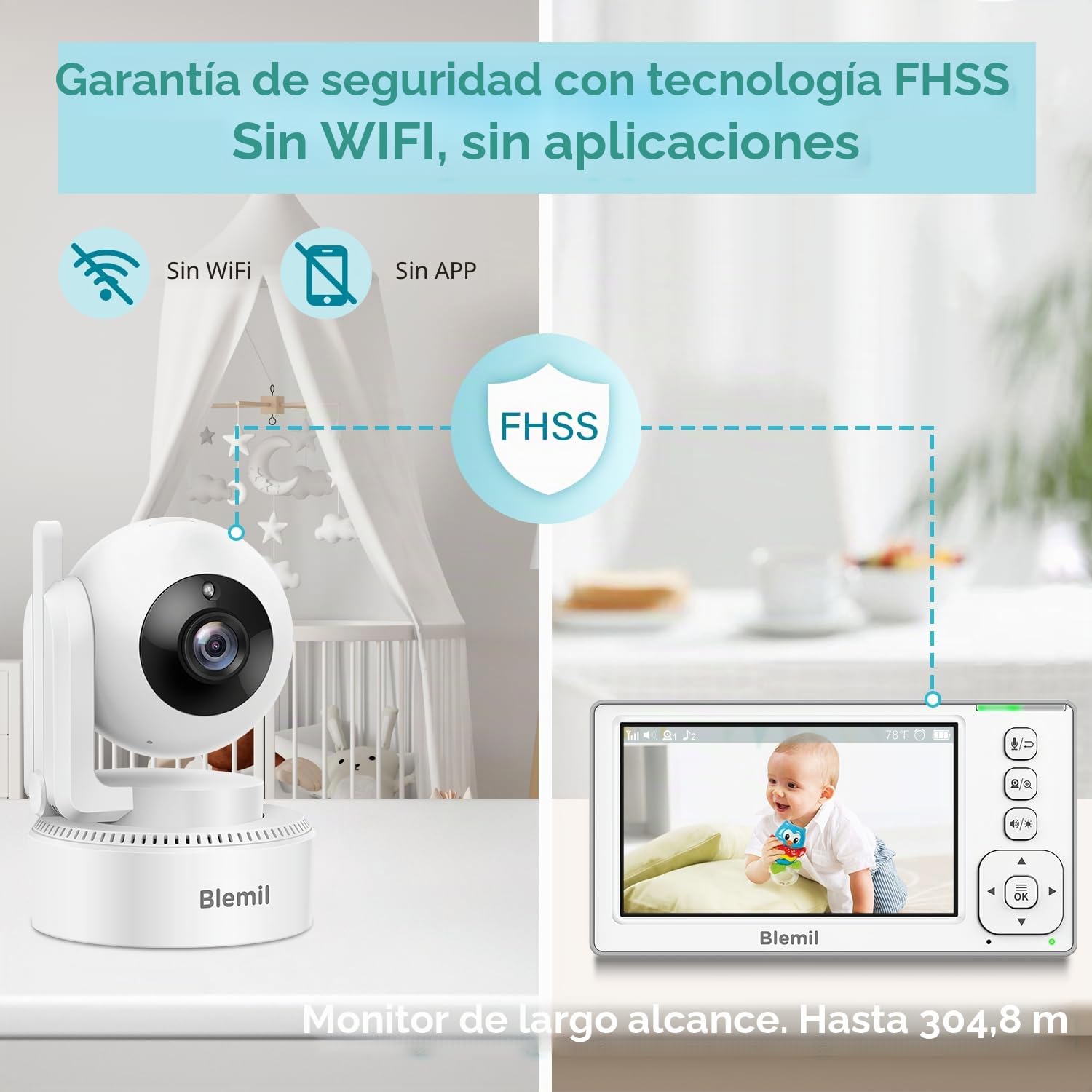 Monitor de bebé actualizado con batería de 29 horas, monitor de video IPS de pantalla dividida de 4.3 pulgadas con dos cámaras y audio, panorámica/inclinación/zoom remoto, conversación bidireccional
