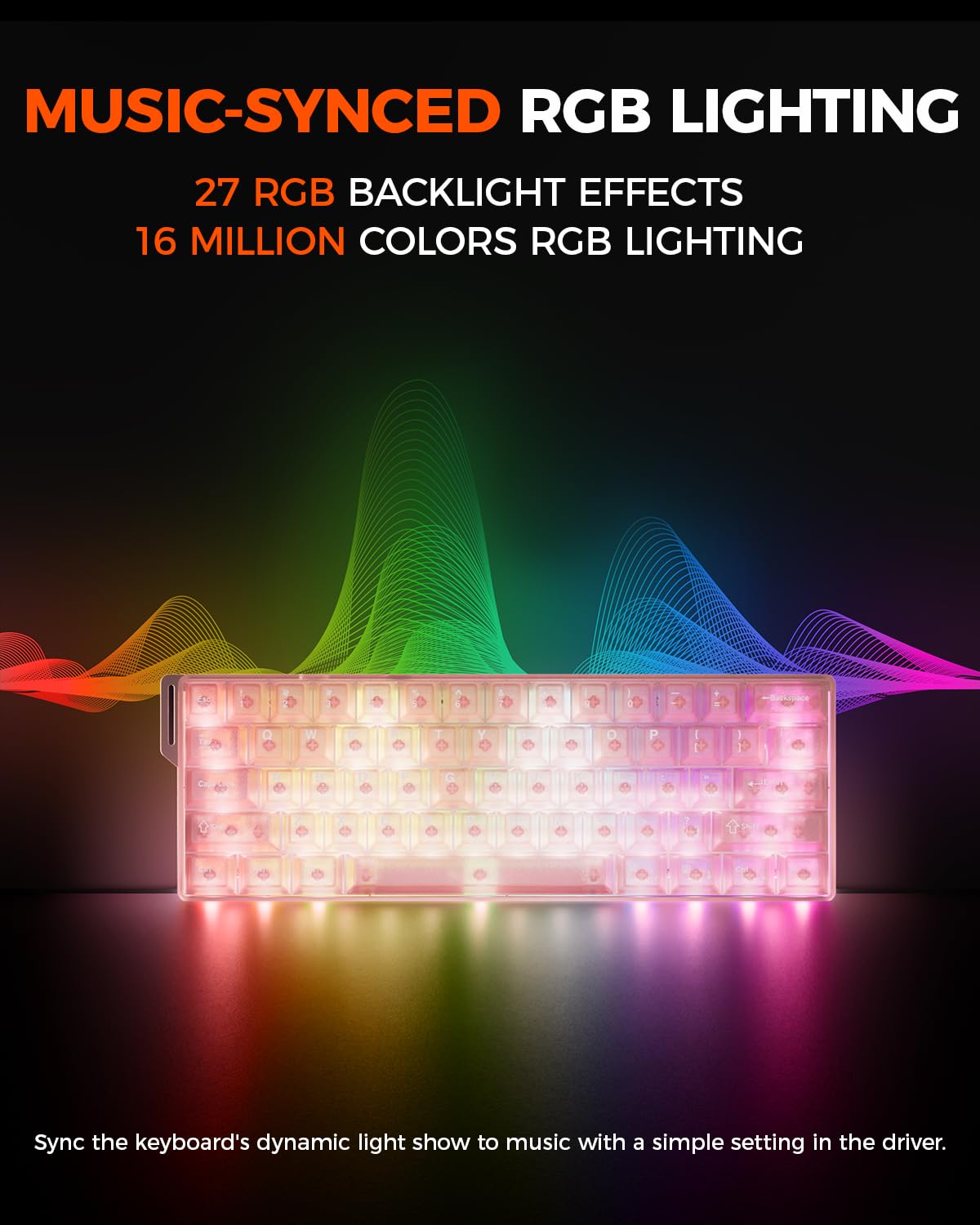 DAREU COOL60 klawiatura mechaniczna dla graczy 8K Hz Rapid Trigger, 60% z przezroczystymi klawiszami, 15 trybów RGB, precyzja RT 0,01 mm, regulowany skok klawiszy do komputerów PC/Mac (różowa)