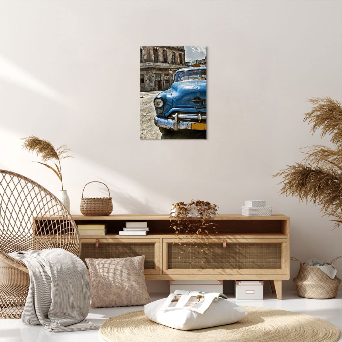 Lienzos decorativos Coche retro Cuba La Habana Cuadro Sobre Lienzo Moderno Vertical 50x70cm Cuadros Decoracion Salon Dormitorio Cocina Cuadros Pared Imágenes Wall Art Prints Decor Canvas PA50x70-2461