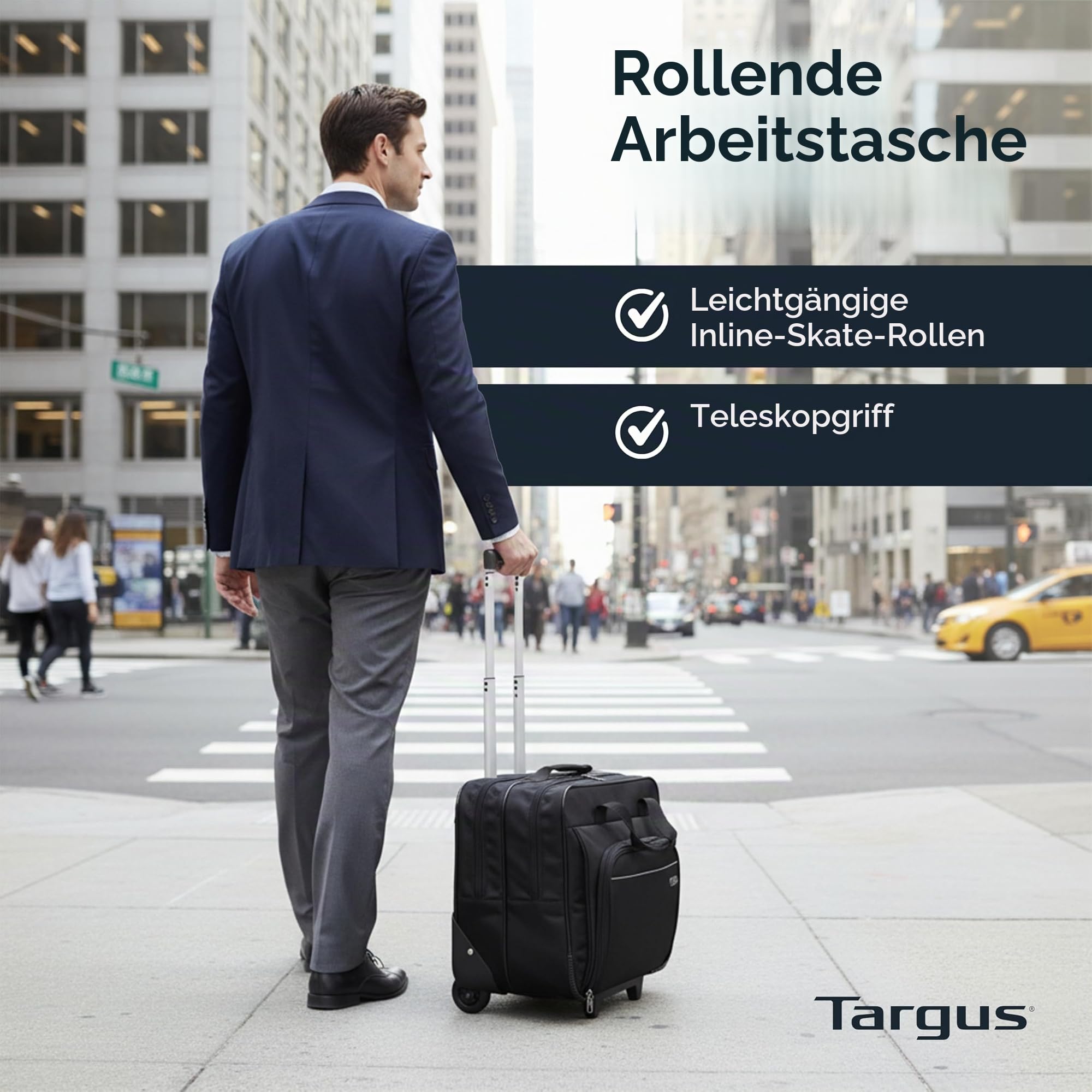 Targus, kompakter Rucksack mit Rollen, 40,6 cm – rollbare Laptoptasche – Reise-Aktenkoffer und kleine Rolltasche