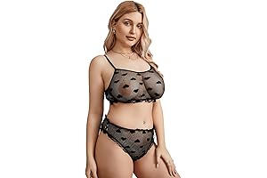 Women's Plus Size Sexy Lace Sheer See Through Lingerie Set
