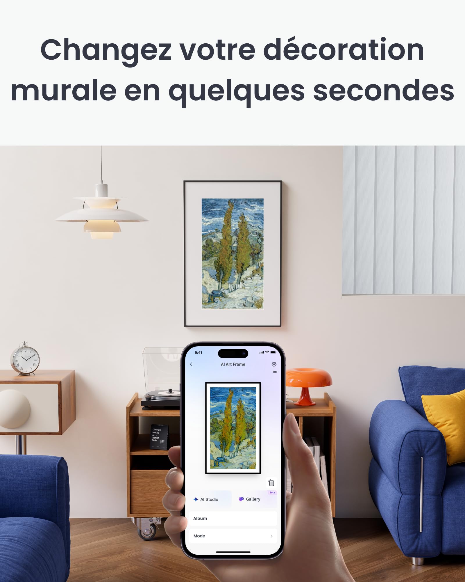 SwitchBot Cadre d'art Numérique IA, 13.3'' Cadre Photo Numérique sans Câblage, Écran Électronique-Ink, Autonomie Ultra-Longue, Cadre Photo Numérique Wi-FI, Compatible Alexa