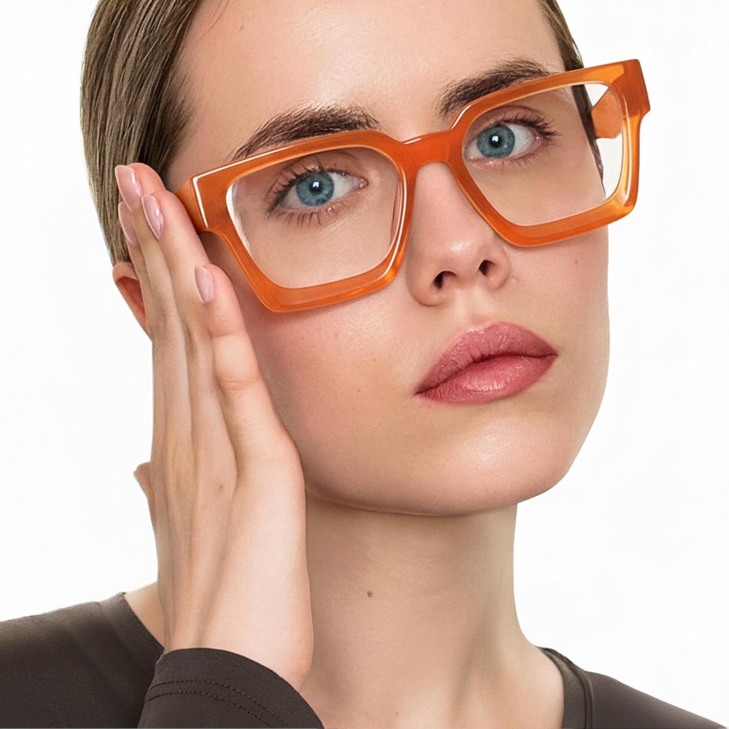 livho Oversized Eyewear Frame for Woman and Men - Rectangle Fashion Glasses for Computer, Chic Preppy Frame - Image 2