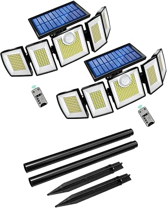 MDCMDCM Solar Lights Stakes Replacement Spike - Solar Lights Outdoor Waterproof Motion Sensor with Remote Control, 2