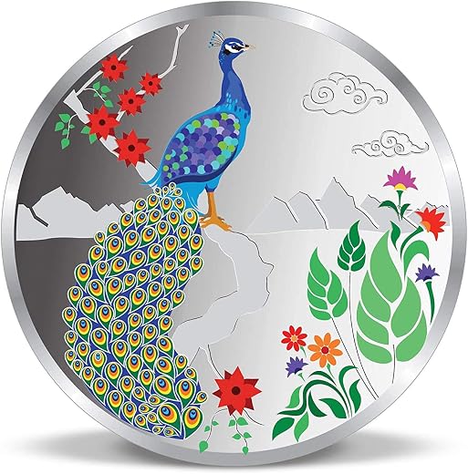 Precious Moments Peacock Rangoli Silver Coin 10 Gram | 20 Gram | 50 Gram | 100 Gram BIS Hallmarked 999 Purity with Gift Bo...