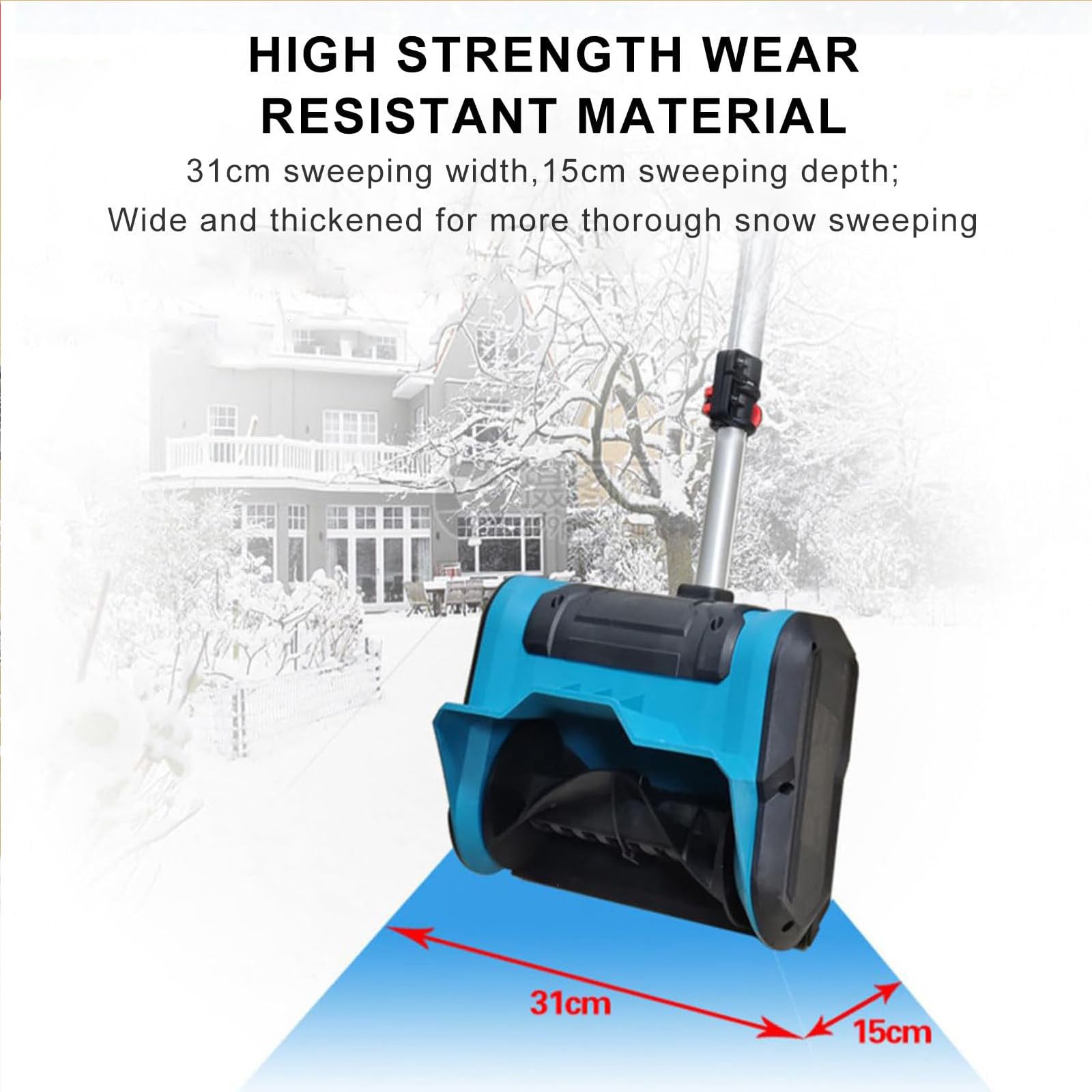Spazzaneve elettrico senza fili, 2800 giri/min, larghezza di pulizia 31 cm, profondità 15,2 cm, asta regolabile, manico ausiliario, include 2 batterie
