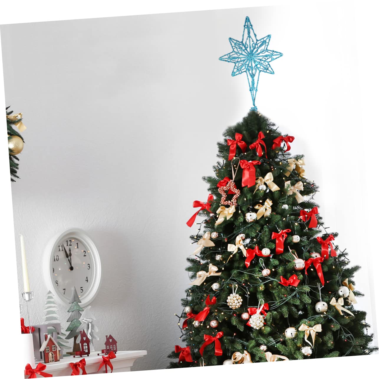 Ciieeo 3stücke Anis Stern Baumspitze Metallische Weihnachtsbaum-Dekoration Blau Für Festlichkeiten Und Heimdekoration Ohne Licht Einfach Zu Montieren