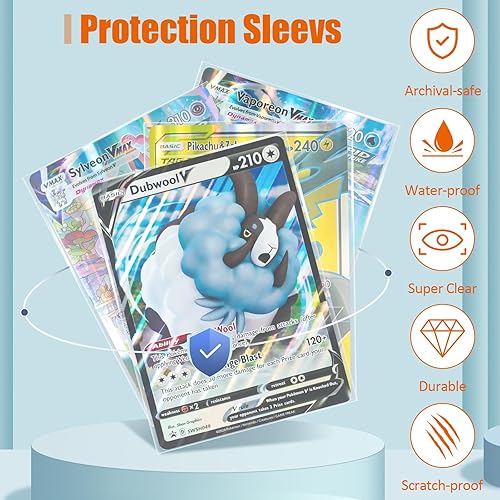 Miniatura 3 de Jumbo-Fundas para tarjetas de 5.4 x 7.5 pulgadas, extra gruesas, de 4 mil, fundas protectoras para tarjetas grandes, paquete de 50 unidades