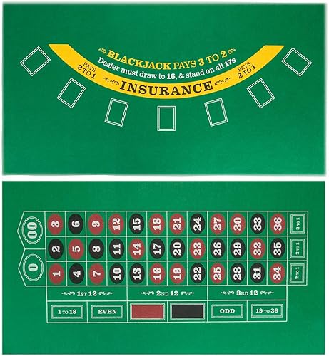 Diseño de fieltro de doble cara Mini Blackjack y ruleta - Incluye tarjeta de referencia adicional!