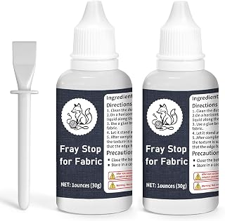 2pcs Fray Stop for Fabric, Prevents Textile from Wearing and Unraveling Includes Precision Applicator Brush, Premium Clear & no fray Fabric Glue for DIY Sewing Crafts, Gift for Handicraft Enthusiasts