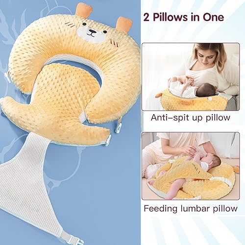 Miniatura 3 de Almohadas multifuncionales 3 en 1 para lactancia materna, almohada de lactancia para bebés con diseño inclinado, almohada de reflujo para bebé,