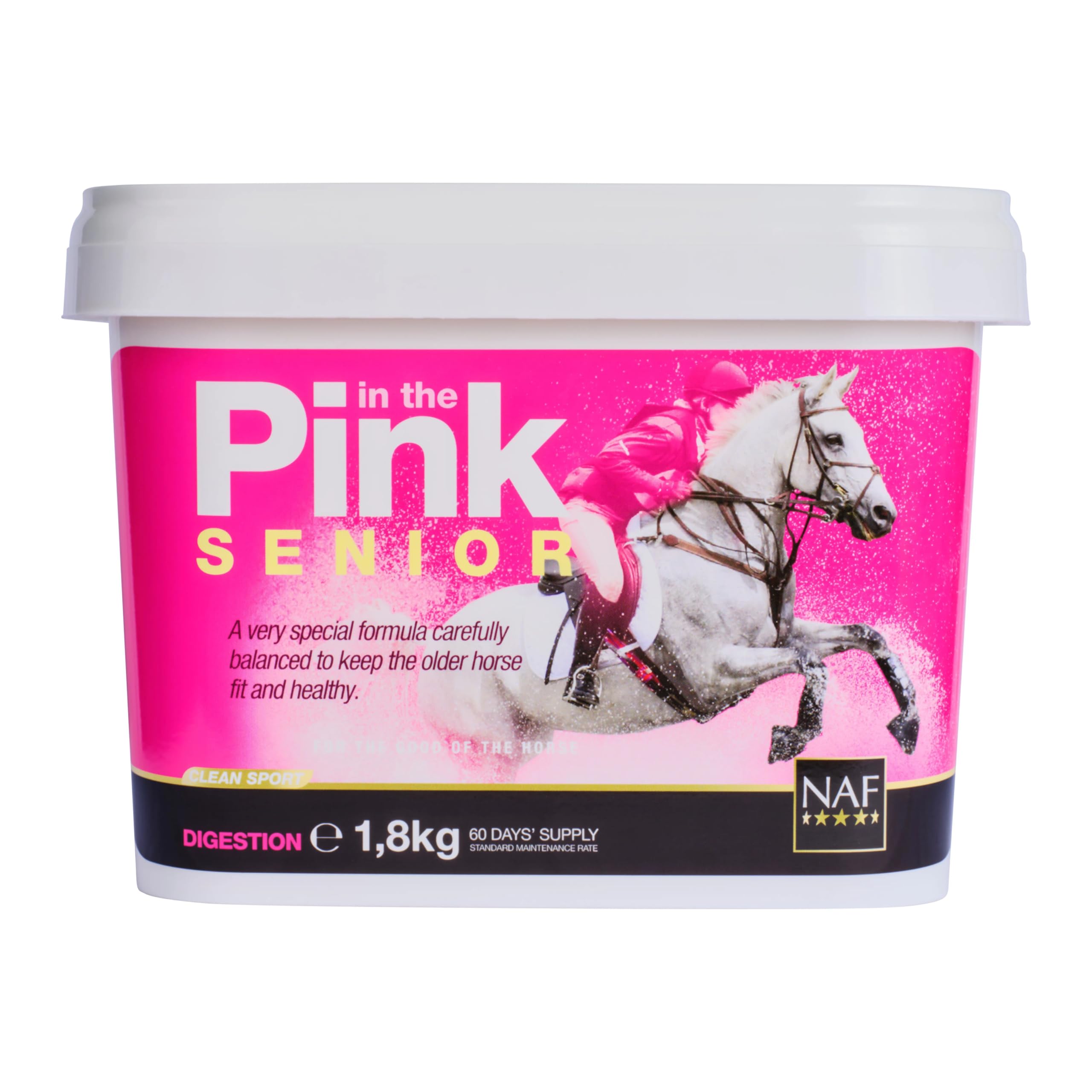 NAF In the Pink Senior 1,8kg – Erweiterte tägliche Unterstützung für ältere Pferde – Mit Präbiotika, Antioxidantien & Gelenkpflege – Fördert Vitalität, Verdauungsgesundheit & Beweglichkeit
