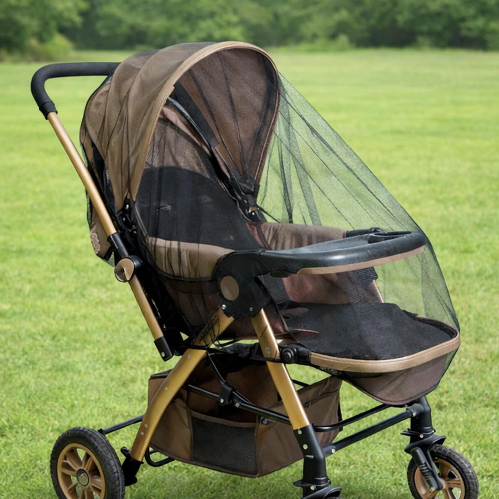 Stroller Mosquito Net - Durable Mesh Protection for Cradles, Playards, Portable Mini Cribs, Breathable Universal Fit Insect Barrier (Black)