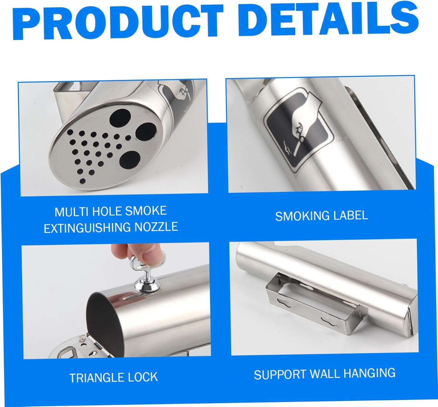 Wall Mounted Trash Can, Vertical Stainless Steel Cigarette Trash Can Outdoor, Wall Mounted Waste Bin for Outdoor Restaurants Hotel Patio Offices