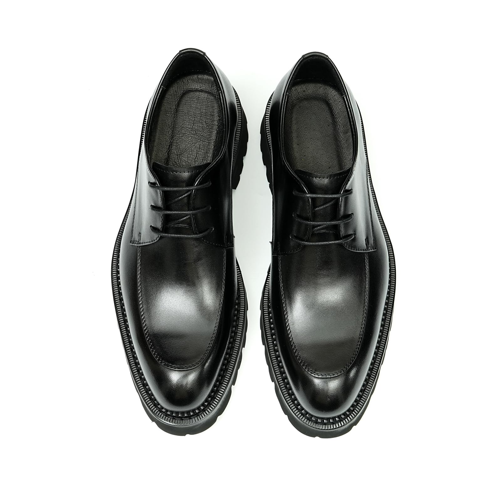 Derbys Retro Affari Casuale da Uomo Scarpe Formali Stringate in Vera Pelle