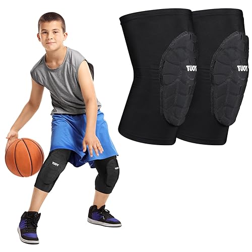 Rodilleras acolchadas de compresión para baloncesto, fútbol, voleibol (paquete de 2), protector de soporte de rodilla para niños, niñas, jóvenes y