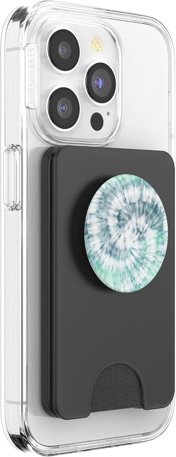 Cool Tie Dye Abstract Swirl Pattern - Mint Green & White PopSockets PopWallet for MagSafe