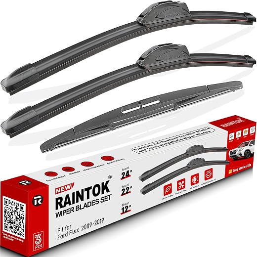RAINTOK Windshield Wiper Blades Replacement for Ford Flex 2009 2010 2011 2012 2013 2014 2015 2016 2017 2018 2019 Original ...
