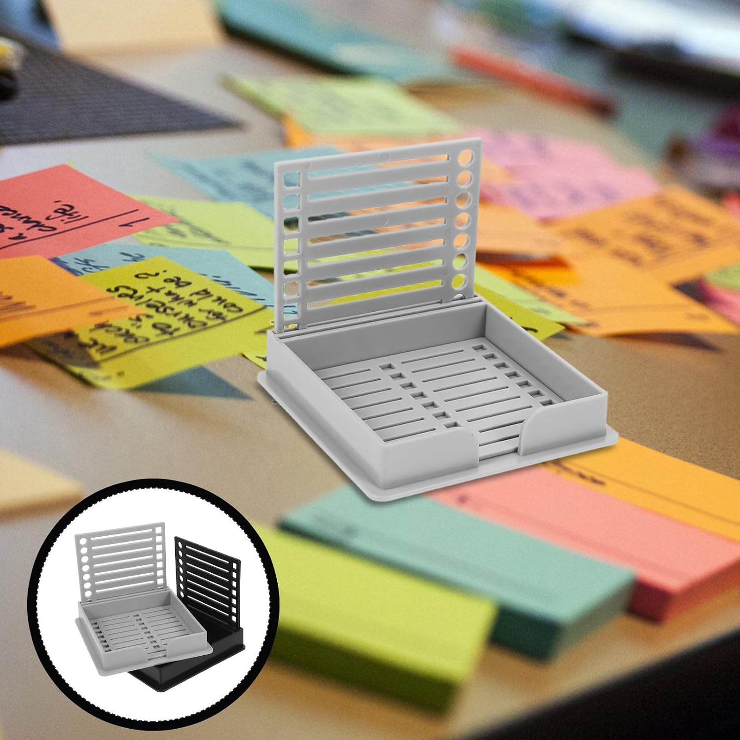 2pcs Post Note Holders for Desk with Nonslip Base, Plastic Memo Pad Dispensers with Multifunctional Design, Sleek and Practical Organizer for Office Desks and Workspace Use