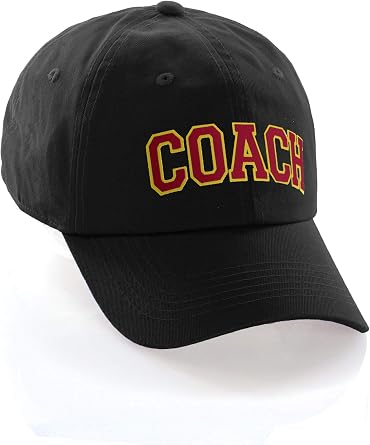 Sports Team Coach Baseball Hat Layered Arch Letters Unstructured Low Profile Cap