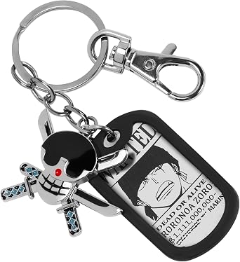 One Piece Keychain with Charm & Dog Tag, Anime Keychains with Ready-to-Gift Packaging