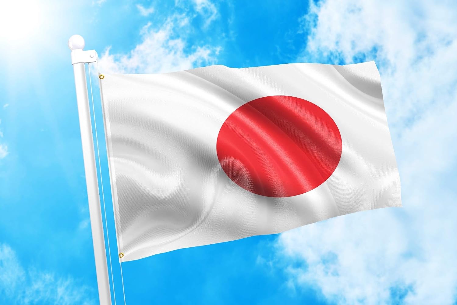 DMSE Japan Japanese National Flag 3X5 Ft Foot 100% Polyester 100D Flag UV Resistant (3' X 5' Ft Foot) - Image 3