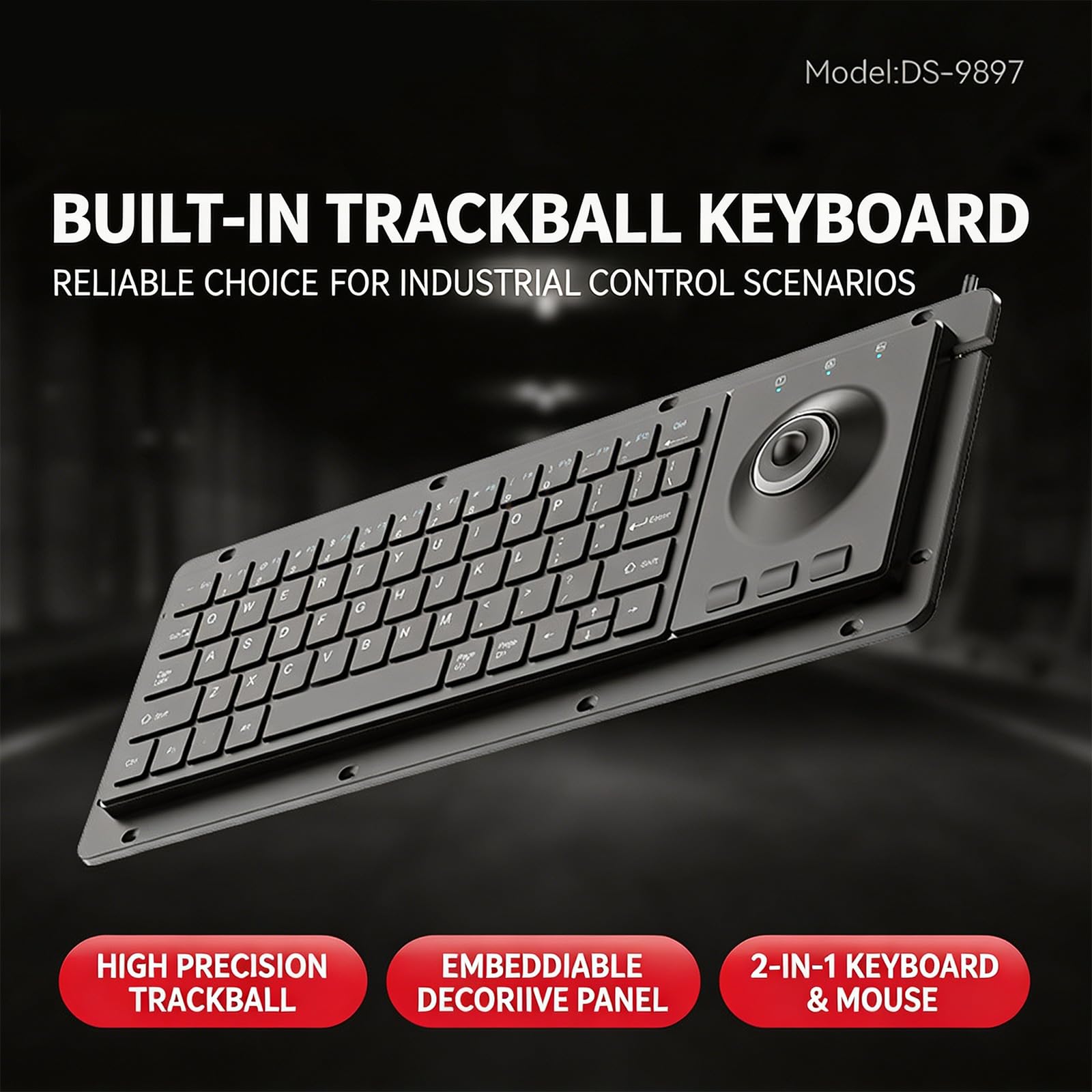 Tastiera meccanica a 64 tasti con connessione a cavo USB trackball per sistemi di controllo industriali Tastiera industriale interconnessa USB