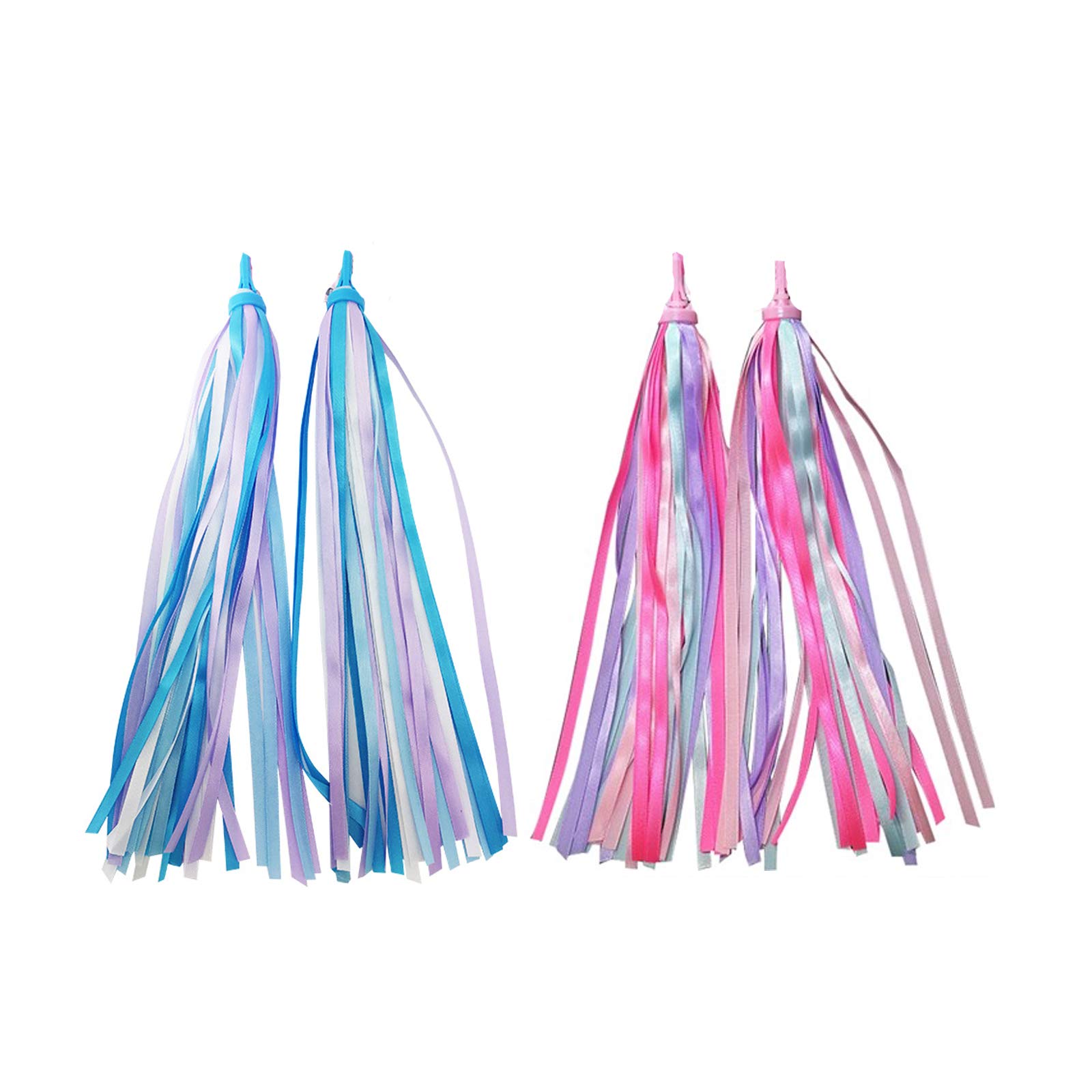 2 Pack Kid Bicycle Scooter Front Handlebar Tassel Ribbon Scooter Bike Handlebar Streamer Bicycle Grips Tassel Decoration for Boys and Girls Children's Bike Accessories (Colorful)