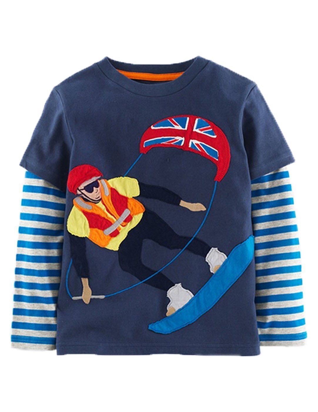 Mengmeng Cartoon Dinosaur Boys Long Sleeve T Shirt for 18M-6Years Kids Boys Tops Tees