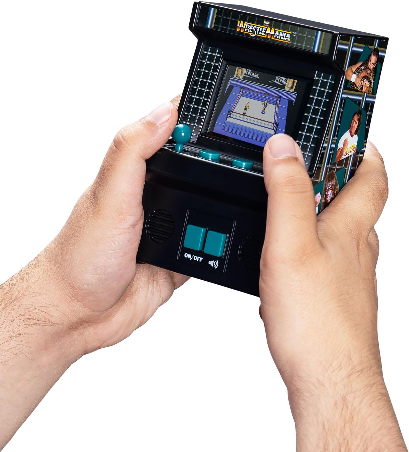 Basic Fun Arcade Classics Mini WWE - Retro Handheld Game with Joystick, Colour Display & Sound Effects - For Fans & Collectors