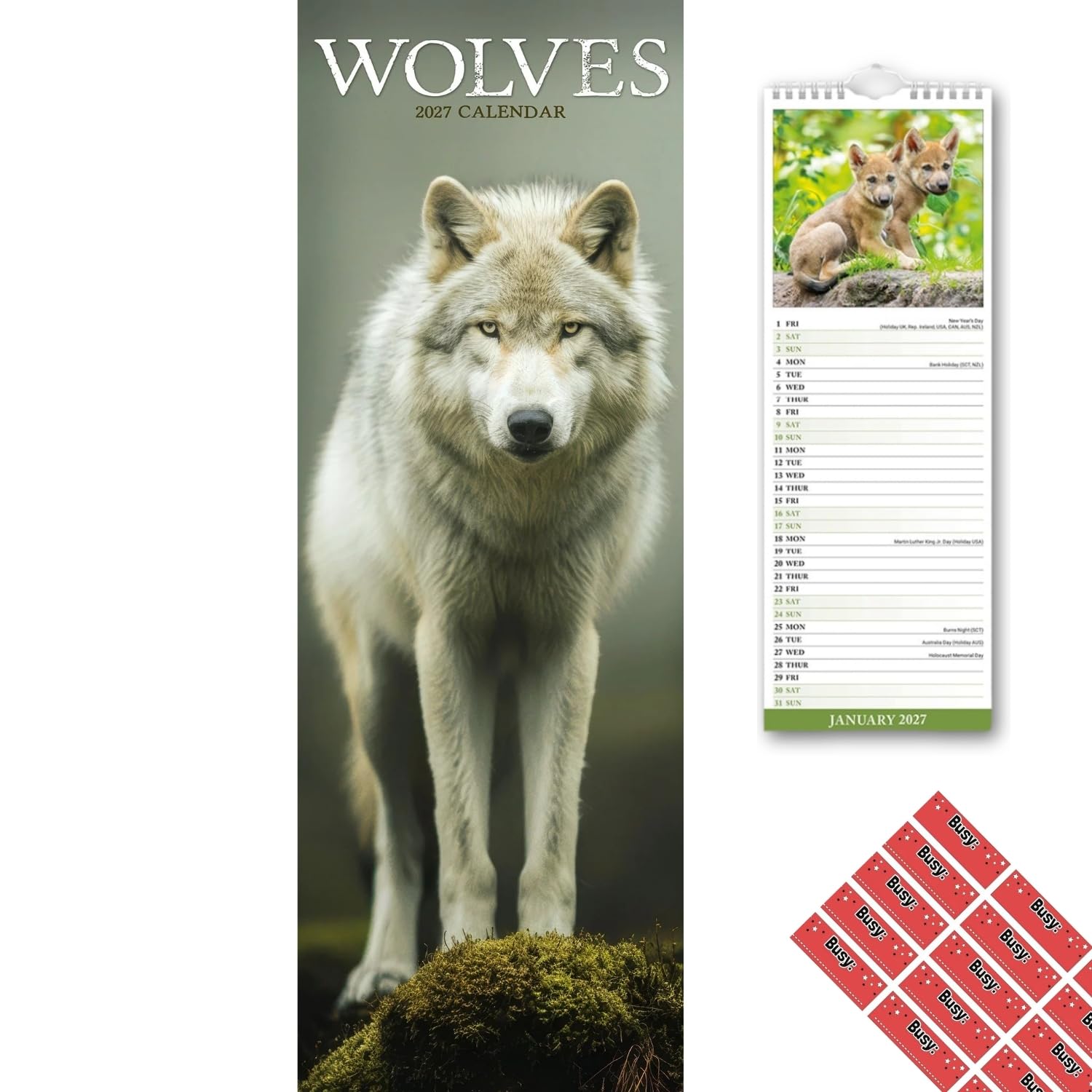 Avonside Wolves 2027 Slimline Calendar with Organisational Stickers