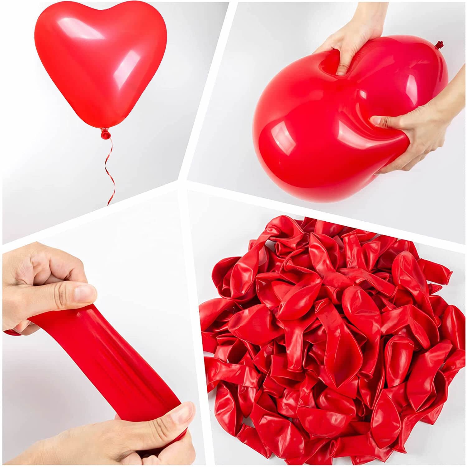 Helium Ballongas + Herzballons + Öko-Ballonbänder | 30er Heliumflasche + Knickventil + 16 Herz Luftballons + 50 Bänder | Herzen Geburtstag Party Hochzeit, Edition: Set mit 16 roten Herzballons