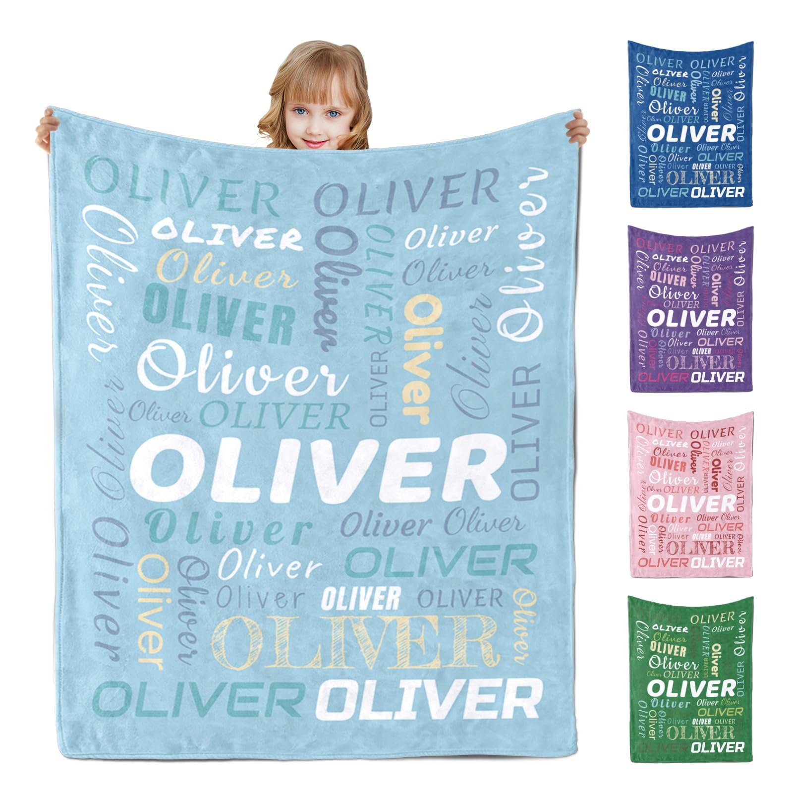 Urijk Personalised Baby Blankets,Custom Blankets with Name for Baby Boys Girls,Full name Throw Blanket for Newborn Toddler,personalised baby gifts for Birthday Baby Shower Christmas โ image 1