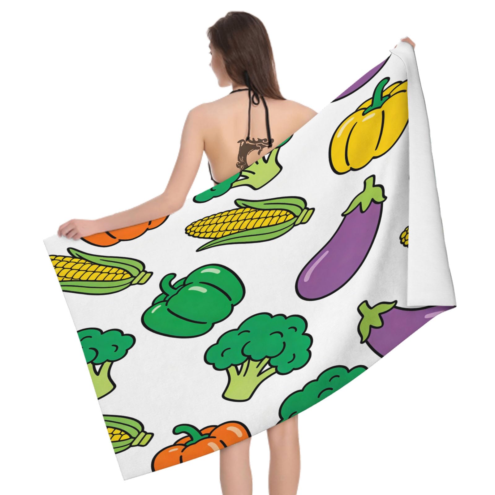 Leichong 3D Vegetable Beach Towel Microfiber Soft Quick Dry for Adults, Cute Lovely Bath Towel Lightweight Soft Absorbent for Travel Swimming Pool Sports, 75 x 150 cm