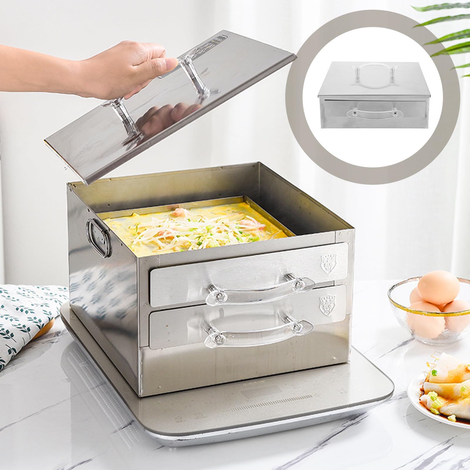 Professioneller mit Schublade Reisnudelrollen Dampfgarer aus Rostfreiem Edelstahl Formbeständig und Rostfrei für Familien und Frühstücksräume