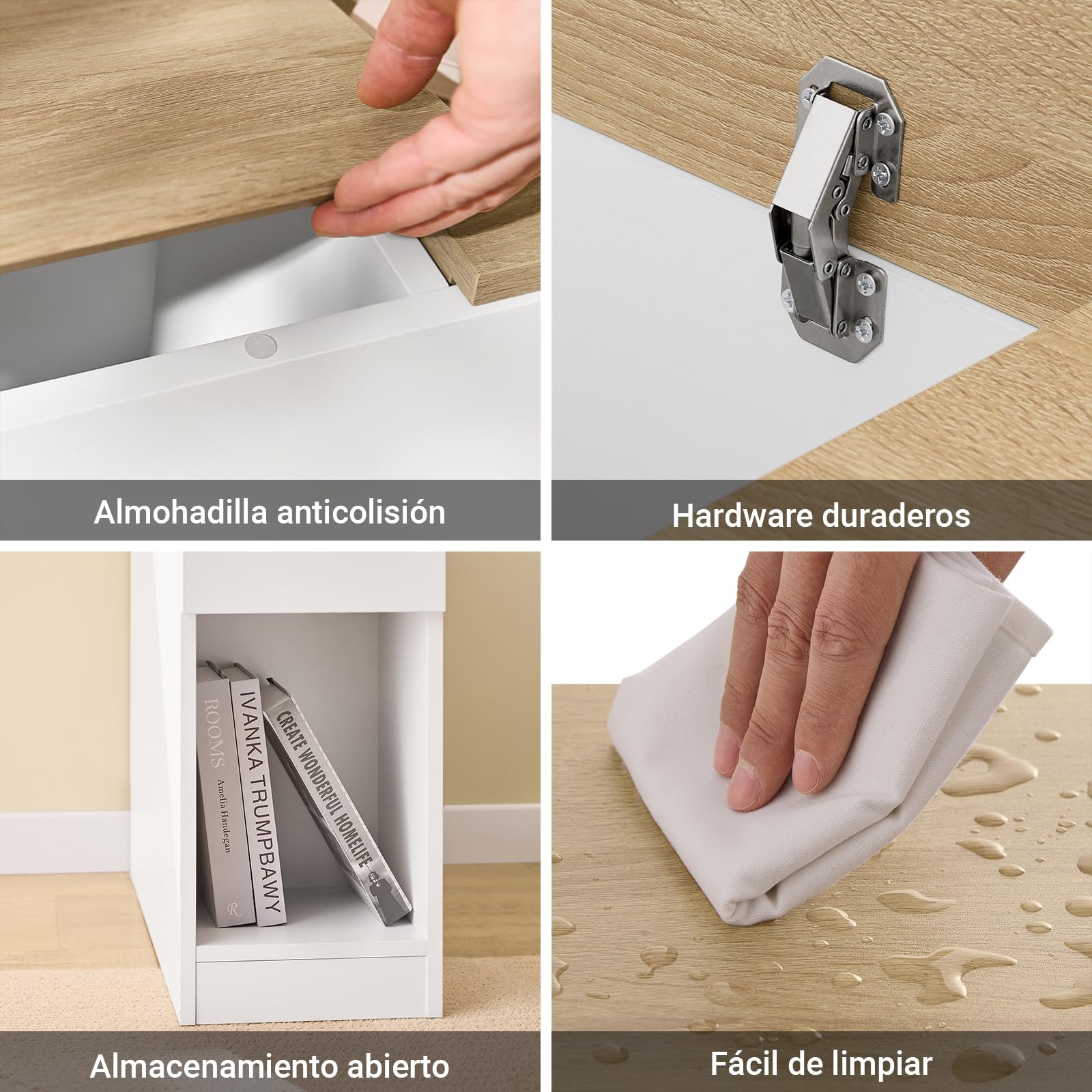 SoBuy Mesa Auxiliar Estrecha - Mesita de Noche con Estante de Almacenamiento y Cajones, Mesa de Noche Ahorra Espacio para Dormitorios Pequeños, 25 x 65 x 60 cm, Blanca y Natural - FBT162-WN