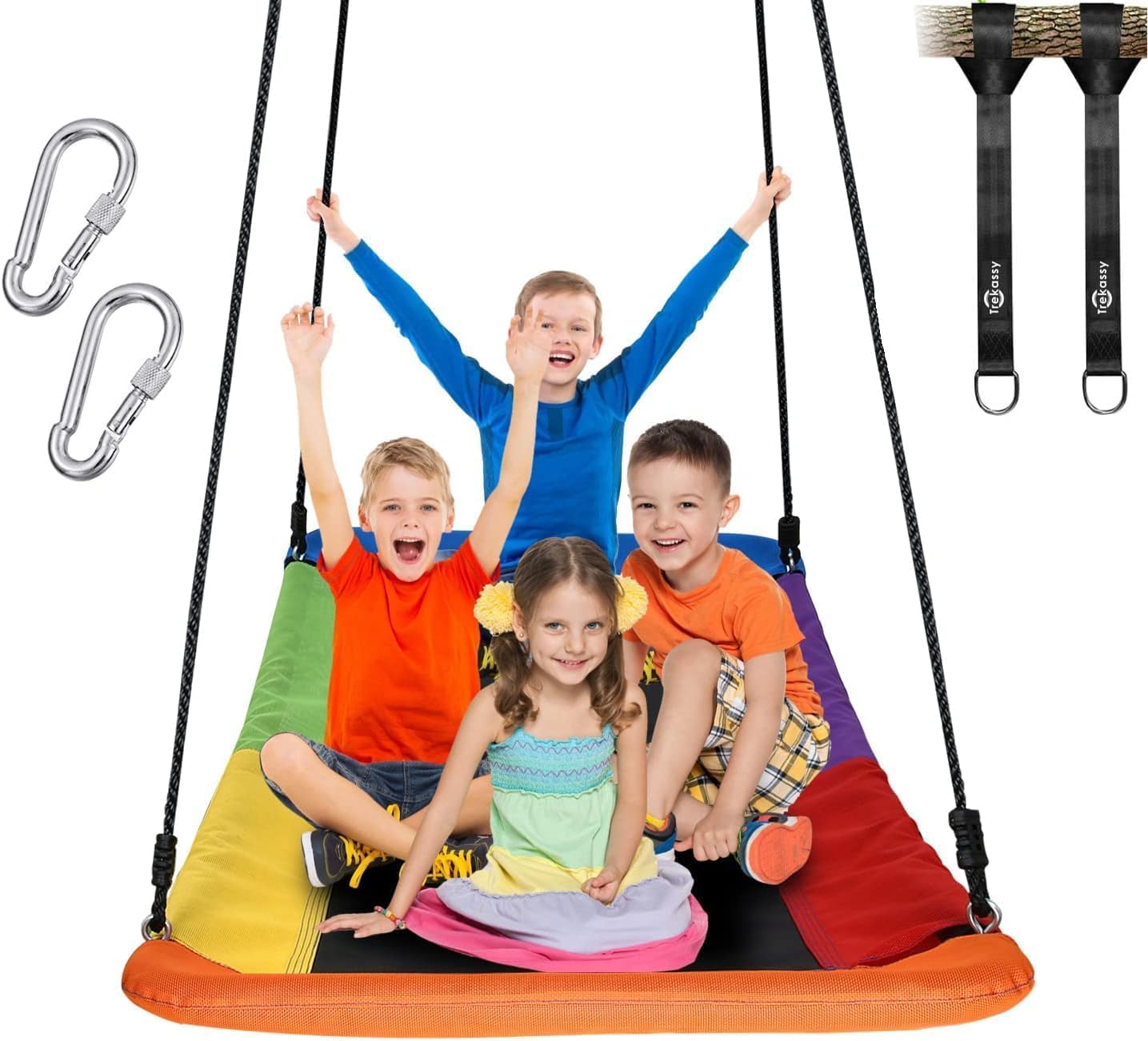 Trekassy 700 kg Columpio de Jardín para Niños y Adultos, 152 cm x 81 cm Textileno Resistent al Desgaste y Rayos UV, 2 Correas de 3 Metros, Fácil Instalación, Multifuncional y Seguro (Color)