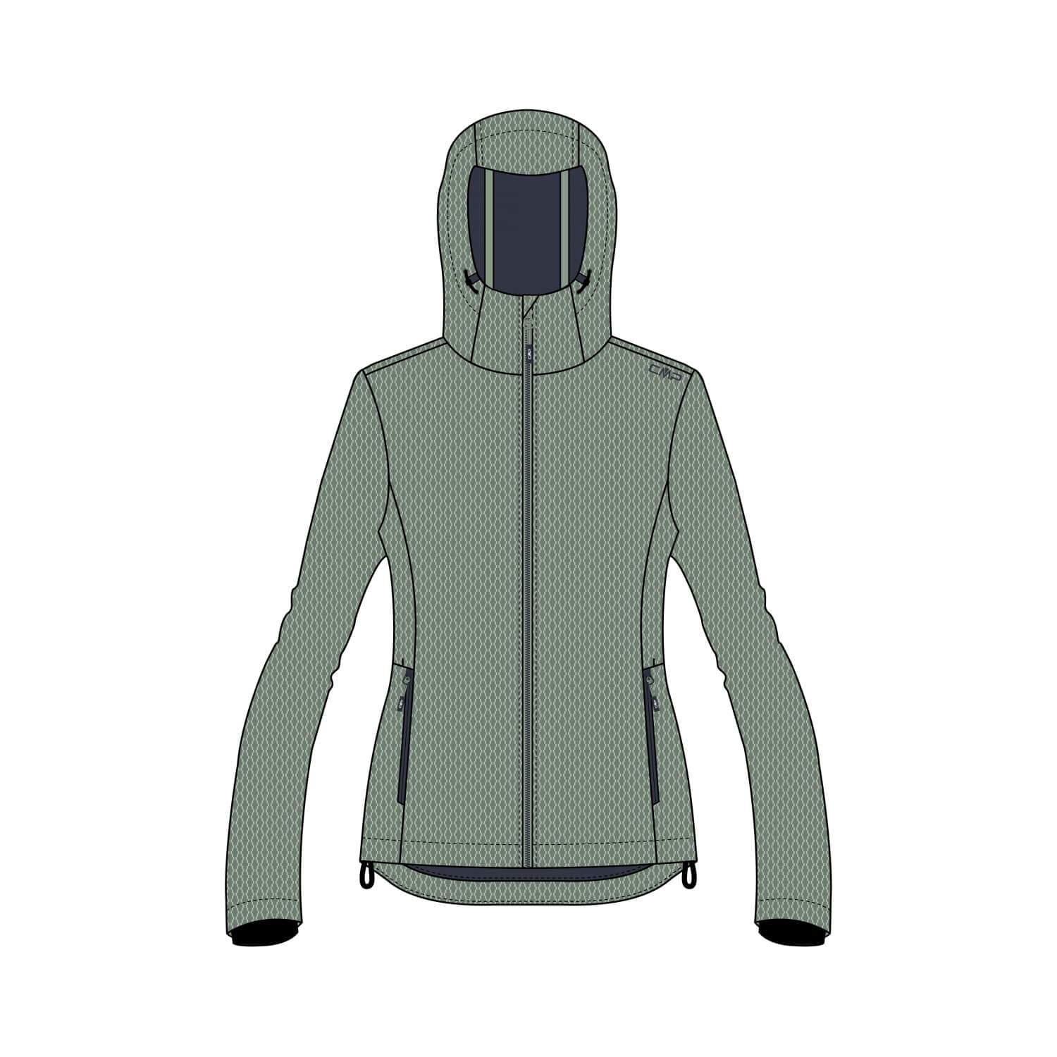CMP Damen Giacca Da Donna In Softshell Con Cappuccio Fisso Jacke, Mineral, 38 EU