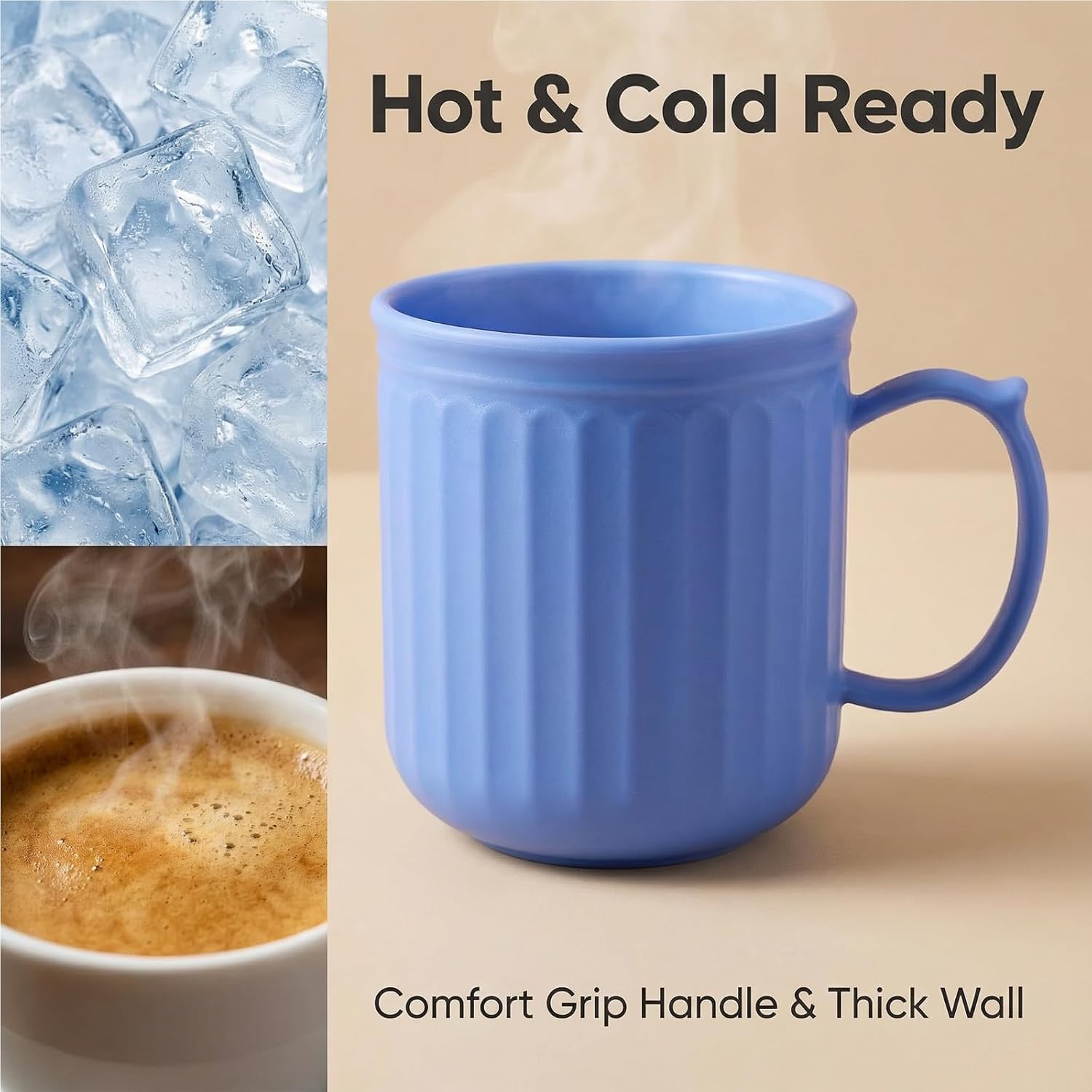 Coffee Mug set of 6, Reusable Plastic Mugs Cups 16 oz, Unbreakable Drinking Cup for Coffee, Milk, Tea |BPA Free and Microwave & Dishwasher Safe, Ideal for Kitchen, Camping, Travel - Image 3