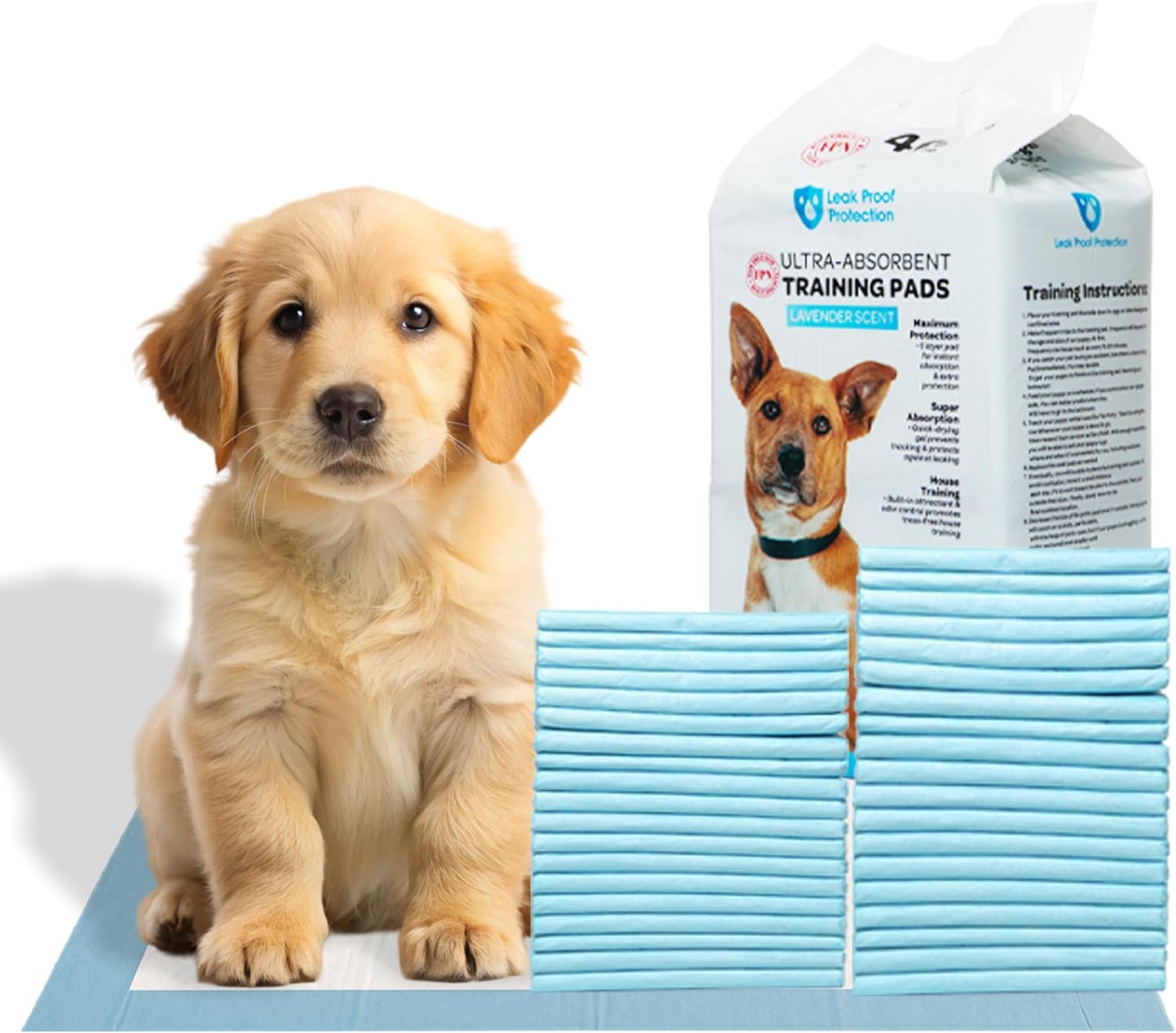 FPN Puppy Pads for Dogs 100 Count | Small, 18x13 inch, Pee Pads for Dogs , Pet Training Pads, 6 Layer Pads for Instant Absorption