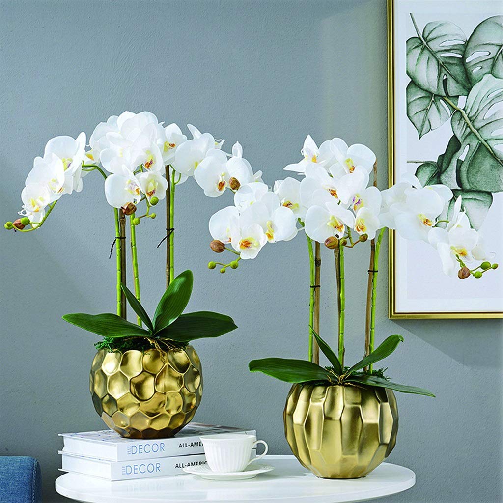 Fiori Artificiali Composizione Floreale Bonsai Fiori di Phalaenopsis Utilizzati per casa, Ufficio, con Vaso Fiori Finti Bonsai Fiori Finti