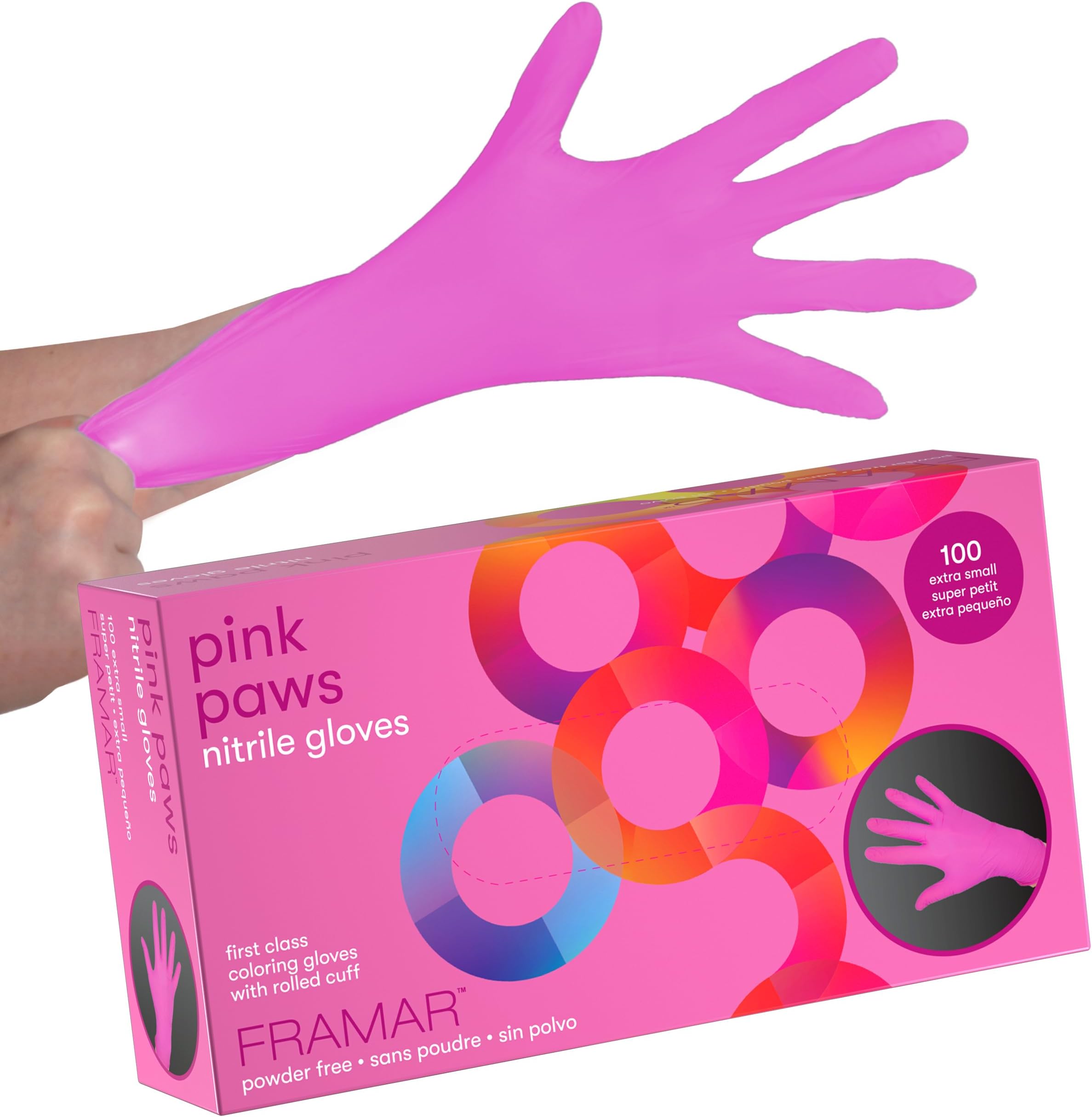 Amazon.com: FRAMAR Pink Gloves Disposable Latex Free XS - Pink Nitrile ...