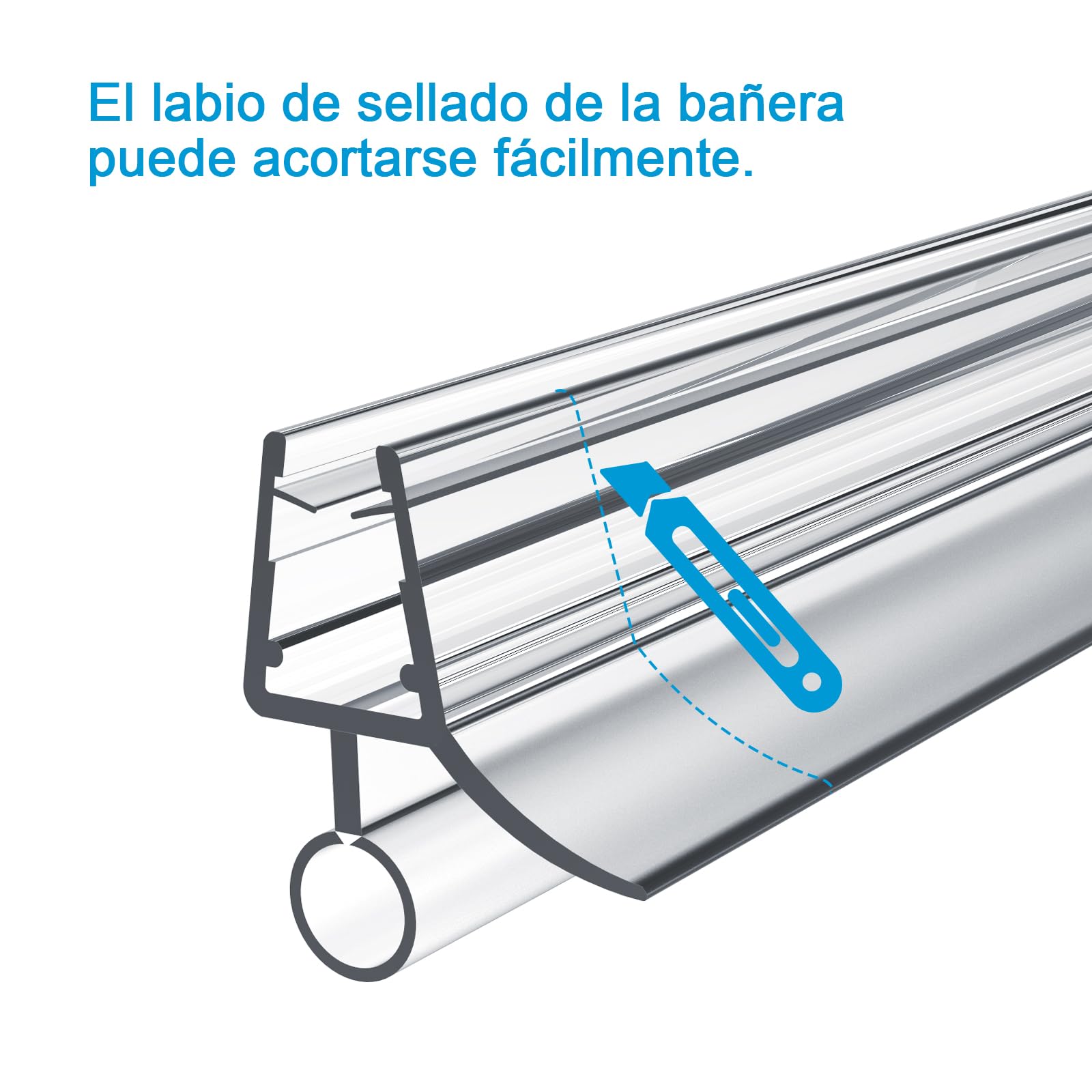 Heilmetz Juntas mampara ducha, longitud 600 mm, para mamparas de ducha de vidrio de 7-8 mm,Junta para mampara de ducha resistente al agua,cortable, fácil instalación (S02, 1 pieza)