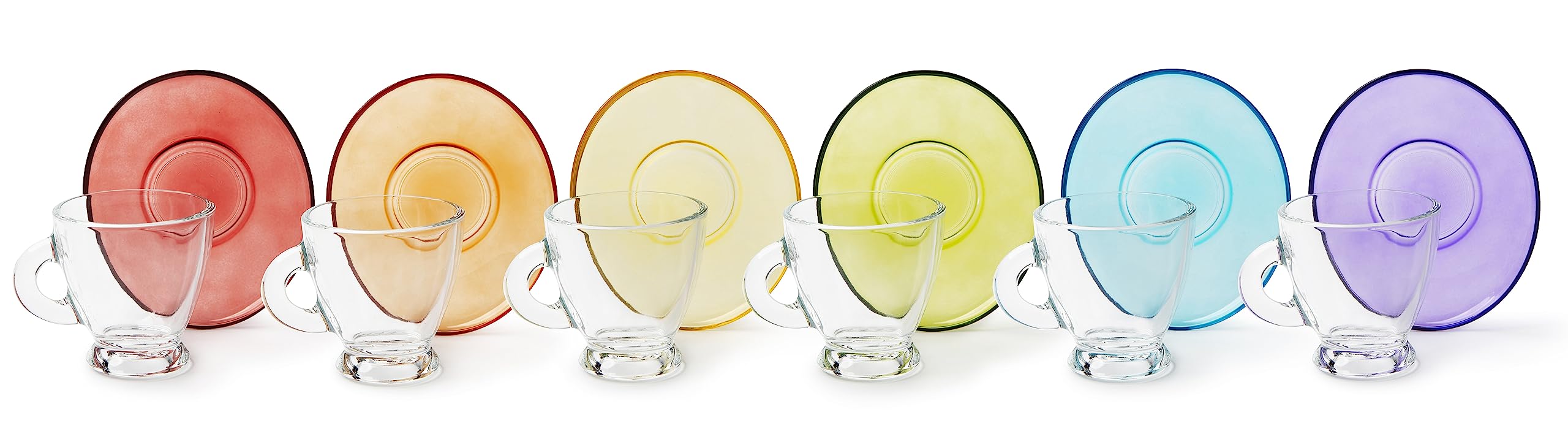 Set 6 Tazzine Da Caffè Excelsa Istanbul - Vetro Con Piattini Colorati, 90 Ml, Lavabili In Lavastoviglie - Foto 11
